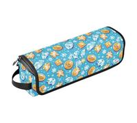 FRODOTGV Bolsa de viaje grande para mujer y alfombrilla resistente al calor, funda de transporte de doble capa para planchas, alisadores, ginkgo dibujado a mano, Bitcoins voladores y copos de nieve, 1