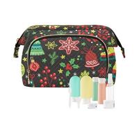 FRODOTGV Bolsa de viaje impermeable con diseño de árbol de abeto de Navidad, galletas, bayas, color rojo y verde, bolsa de maquillaje para mujer, para viajes, Galleta de abeto de Navidad, color rojo y
