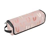FRODOTGV Bolsa de viaje metálica abstracta de oro rosa para herramientas de pelo caliente y alfombrilla resistente al calor con funda de viaje con cremallera para mujer, estuche de viaje grande para