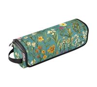 FRODOTGV Bolsa de viaje para el cabello, organizador de accesorios para el cabello y tapete resistente al calor con cremallera, flores de primavera, cactus, aciano, lirio verde azulado, para rizador