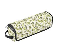 FRODOTGV Bolsa de viaje para herramientas de pelo caliente con patrón de ramas verdes, de oliva, con alfombrilla resistente al calor, impermeable, organizador para alisador y secador de pelo plano
