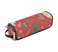 FRODOTGV Bolsa de viaje para herramientas para el cabello para mujer, esencial de viaje portátil con almohadilla resistente al calor, adorno de árbol de Navidad, color rojo y verde, para alisadores,