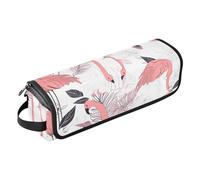 FRODOTGV Bolsa de viaje para herramientas para el cabello para mujer, organizador portátil y tapete resistente al calor con cremallera, ilustración de flamenco melocotón y blanco, para plancha,