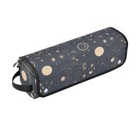 FRODOTGV Bolsa de viaje para mujer, diseño de rayas, color azul marino, impermeable, con almohadilla resistente al calor, para alisador, secador de pelo plano, Mandala Moon Sun Zodiac, 1 Size