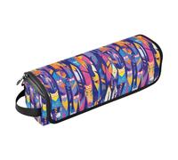 FRODOTGV Bolsa de viaje portátil para mujeres y alfombrilla resistente al calor con cremallera de doble capa para planchas planas, alisadores, divertido tren de vapor bronce, Lindos búhos y árboles