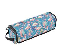 FRODOTGV Bolsa de viaje sin costuras para rizar verduras y tapete resistente al calor para mujer, organizador de herramientas de peinado impermeable para alisadores, secador de pelo, Rosado Flamingo
