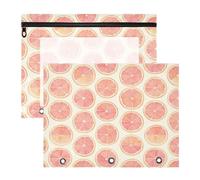 FRODOTGV Bolsa para lápices de pomelo rosa con cremallera, bolsillo de 3 anillos para carpeta de 3 anillos, paquete de 2 suministros para el hogar del profesor
