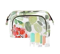 FRODOTGV Bolsas de cosméticos de gran capacidad, bolsa de cosméticos de viaje, con cremallera, acuarela, patrón de Navidad, bayas, abeto, kit de viaje para mujer, Acuarela con patrón navideño de bayas