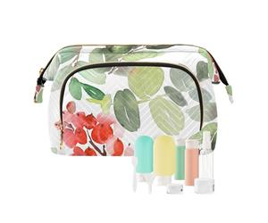 FRODOTGV Bolsas de cosméticos de gran capacidad, bolsa de cosméticos de viaje, con cremallera, acuarela, patrón de Navidad, bayas, abeto, kit de viaje para mujer, Acuarela con patrón navideño de bayas