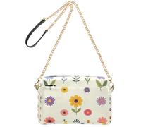 FRODOTGV Bolso cruzado de hombro para mujer, capacidad de 2,5 L | Compartimentos de metal de piel sintética suave con cremallera, fáciles de limpiar para viajes, prado de flores silvestres