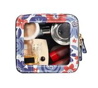 FRODOTGV Bonita bolsa de maquillaje de viaje transparente para artículos de tocador, bolsa de cosméticos con cremallera, color rojo, blanco, azul, Liberty Floral, Rojo Blanco Azul Liberty Floral, 1