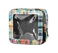 FRODOTGV Buffalo Plaid Bunny Lapbits Happy Easter Mini estuche de maquillaje transparente, 20, talla única