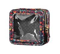 FRODOTGV Buffalo Plaid Bunny Rabbits Happy Easter Mini - Bolsa de maquillaje transparente, 05, 1 Size