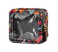 FRODOTGV Buffalo Plaid Bunny Rabbits Happy Easter Mini - Bolsa de maquillaje transparente, 06, 1 Size