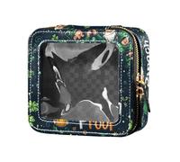 FRODOTGV Buffalo Plaid Bunny Rabbits Happy Easter Mini - Bolsa de maquillaje transparente, 11, 1 Size