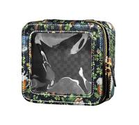 FRODOTGV Buffalo Plaid Bunny Rabbits Happy Easter Mini - Bolsa de maquillaje transparente, 13, 1 Size