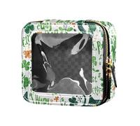 FRODOTGV Buffalo Plaid Bunny Rabbits Happy Easter Mini - Bolsa de maquillaje transparente, 14, 1 Size