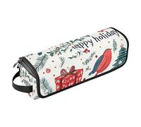 FRODOTGV Caja de regalo para pájaros de Navidad, árbol de Navidad rojo, bolsa de viaje con alfombrilla de hierro, herramientas de calefacción, organizador de bolsa de viaje para rizador, alisador,