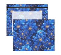 FRODOTGV Carpeta de lápices con diseño floral azul pavo real, bolsillo portátil de 3 anillos para papel A4, carta, paquete de 2 suministros de oficina para profesores
