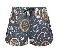 FRODOTGV Cartoon Cars Collection - Pantalones cortos de pijama casuales para mujer, color blanco, para yoga, ejercicio, gimnasio, Dibujos animados dibujados a mano náuticos marinos, XL