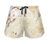 FRODOTGV Cartoon Cars Collection - Pantalones cortos de pijama casuales para mujer, color blanco, para yoga, ejercicio, gimnasio, Dibujos animados lindo gnomo abeja amarillo, M