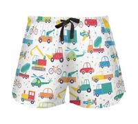 FRODOTGV Cartoon Cars Collection - Pantalones cortos de pijama casuales para mujer, color blanco, para yoga, ejercicio, gimnasio, Colección Cartoon Cars White, M
