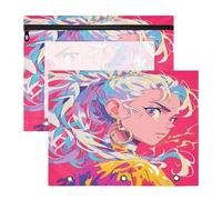 FRODOTGV Clumsy Prince - Bolsas para lápices rosa con bolsillo con cremallera para papel A4, cartas, paquete de 2 unidades para estudiantes y suministros para el hogar