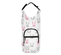 FRODOTGV Cute Bunnys Head - Bolsa de almacenamiento para botellas de agua con cremallera para senderismo, bolsa de transporte para senderismo, se adapta a botellas de 20/24/32/40 onzas