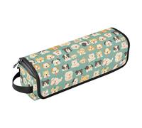 FRODOTGV Cute Dogs - Estuche de viaje 2 en 1 para mujer, almacenamiento esencial extraíble con almohadilla resistente al calor para planchas, herramientas calientes y accesorios para el cuidado del