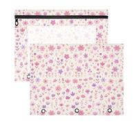 FRODOTGV Dahlia - Carpeta de flores rosas con 3 ojales reforzados, bolsillo de 3 agujeros para cartas de papel A4, paquete de 2 suministros de oficina para profesores