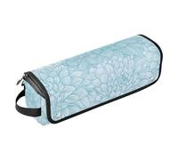FRODOTGV Dahlia Medallón Floral Azul Bolsa de viaje para mujeres con alfombrilla extraíble resistente al calor, organizador impermeable para alisadores, rizador, secador de pelo, Medallón de dalia