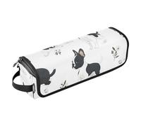 FRODOTGV Divertidos perros Boston Terrier - Bolsa de viaje para herramientas de pelo caliente y alfombrilla resistente al calor con cremallera, a prueba de polvo, bolsa alisadora de pelo para planchas