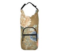 FRODOTGV Elegante mochila de flores con soporte para botella de agua, mochila con cordón de varios tamaños con soporte para botella de agua, soporte para botellas de agua de 20/24/32/40 onzas