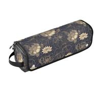 FRODOTGV Estuche de viaje 2 en 1 con cuerda a rayas azul marino y acuarela oceánica para mujer, gran capacidad, bolsas planas abiertas con alfombrilla resistente al calor para planchas planas