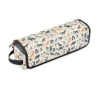 FRODOTGV Estuche de viaje 2 en 1 con cuerda a rayas azul marino y acuarela oceánica para mujer, gran capacidad, bolsas planas abiertas con alfombrilla resistente al calor para planchas planas