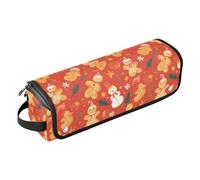 FRODOTGV Estuche de viaje 2 en 1 con diseño de hojas de otoño y tapete resistente al calor para mujer, impermeable, organizador para planchas y alisadores, galletas de pan de jengibre, 1 Size