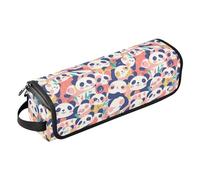 FRODOTGV Estuche de viaje 2 en 1 con diseño de hojas de otoño y tapete resistente al calor para mujer, impermeable, organizador para planchas y alisadores, Cara de oso panda, 1 Size