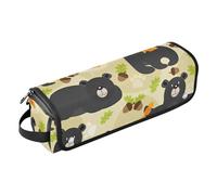 FRODOTGV Estuche de viaje 2 en 1 para rizador, accesorio de viaje y alfombrilla resistente al calor con cremallera, ilustración de oso negro para planchas, alisadores y rizadores