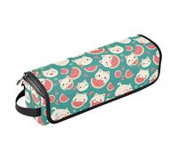 FRODOTGV Estuche de viaje grande 2 en 1 para mujer con alfombrilla resistente al calor, almacenamiento esencial para planchas, secador de pelo, limones amarillos tropicales, Kawaii Summer Cute Cats