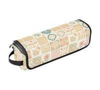 FRODOTGV Estuche de viaje grande 2 en 1 para mujer con alfombrilla resistente al calor, almacenamiento esencial para planchas, secador de pelo, limones amarillos tropicales, Patrones tradicionales