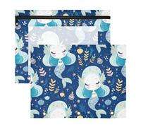 FRODOTGV Fairy-tale Mermaids - Carpeta para lápices con ventana transparente, bolsillo de 3 agujeros para papel A4, carta, paquete de 2 unidades, suministros para el hogar