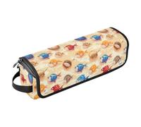 FRODOTGV Flamingo Christmas Pink Hot Hair Tools Bolsa de viaje para mujer, bolsas planas abiertas portátiles y alfombrilla resistente al calor con cremallera para alisador y secador de pelo plano