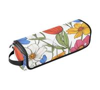 FRODOTGV Florals Flower Carnation Basil White - Estuche de viaje 2 en 1 para rizador con almohadilla resistente al calor, herramientas de calefacción, organizador de bolsa de viaje para rizador,