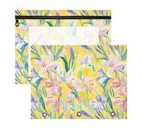 FRODOTGV Flowers Lily Daisy - Estuche para lápices con 3 ojales reforzados, carpeta de plástico para carpetas de 3 anillos, paquete de 2 suministros para el aula de profesores
