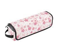 FRODOTGV Flying Bitcoins and Snowflakes - Estuche de viaje 2 en 1 para rizar pintura al óleo y tapete resistente al calor, organizador grande para planchas y alisadores, Flores de cerezo, 1 Size
