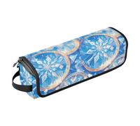 FRODOTGV Flying Bitcoins and Snowflakes - Estuche de viaje 2 en 1 para rizar pintura al óleo y tapete resistente al calor, organizador grande para planchas y alisadores, Pintura al óleo Flying
