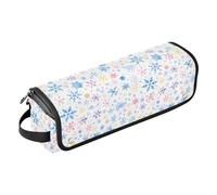 FRODOTGV Flying Bitcoins and Snowflakes - Estuche de viaje 2 en 1 para rizar pintura al óleo y tapete resistente al calor, organizador grande para planchas y alisadores, Acuarela de Navidad con copos