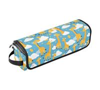 FRODOTGV Flying Bitcoins and Snowflakes - Estuche de viaje 2 en 1 para rizar pintura al óleo y tapete resistente al calor, organizador grande para planchas y alisadores, Bonitas nubes de jirafas, 1