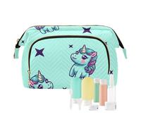 FRODOTGV Fortunate Unicornios y Estrellas - Neceser de maquillaje, bolsa de almacenamiento para cosméticos de viaje, con cremallera, monedero para mujer, Unicornios y estrellas de la suerte, 1 Size