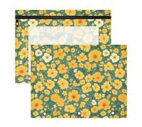 FRODOTGV Golden Little Wildflowers - Carpeta portátil para lápices con 3 anillas para cartas, papel A4, paquete de 2 suministros universitarios